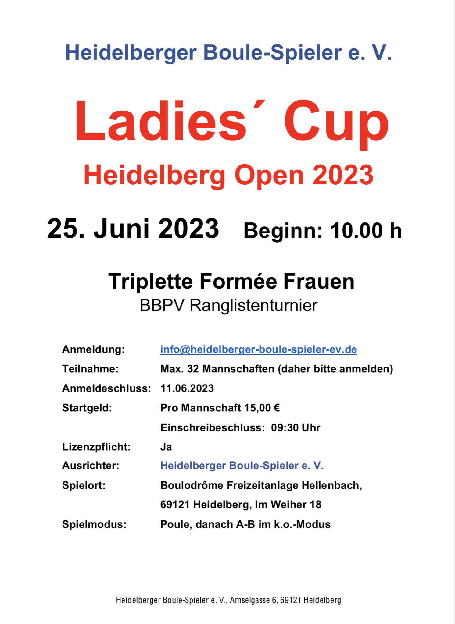 Ladies aufgepasst! Erstes Ranglistenturnier für Frauen "Ladies' Cup